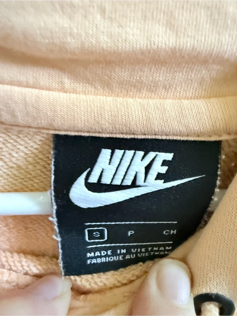 Nike Women's Peach Cropped Hoodie with White Logo